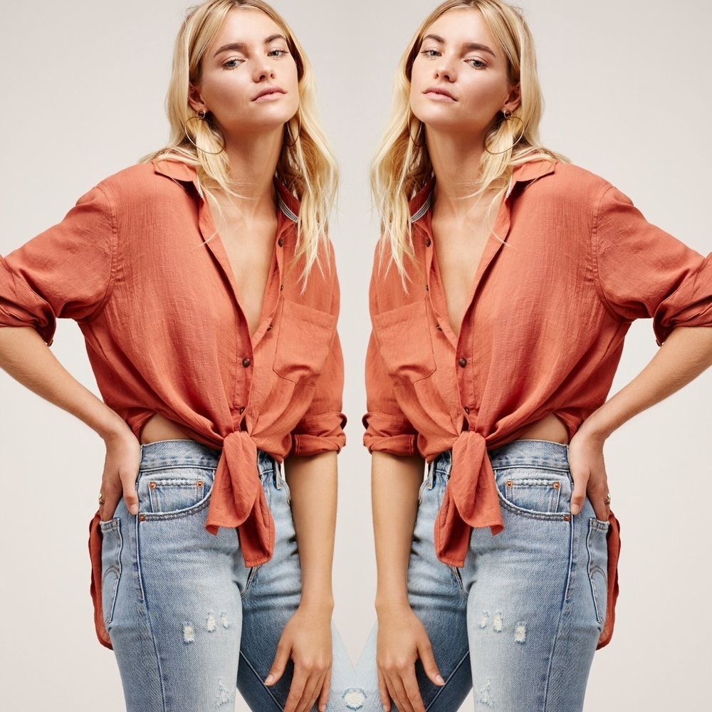 Free People That’s a Wrap Rust Hi Low Blouse